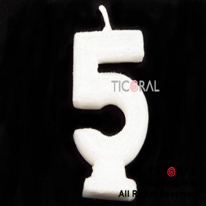 VELA NUMERO 5 BLANCO CON GIBRE HS2875-5 x 1