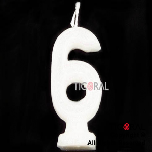 VELA NUMERO 6 BLANCO CON GIBRE HS2875-6 x 1