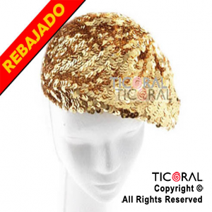 SOMBRERO BOINA LENTEJUELAS ORO HS2464 x 1