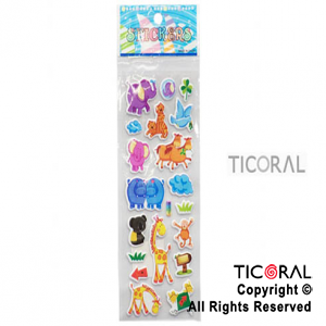 STICKER HS4480-1 ANIMALES SELVA RELIEVE x 1