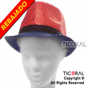 SOMBRERO GUAPO LENTEJUELA AZUL Y ROJO HS5289-3 x 1