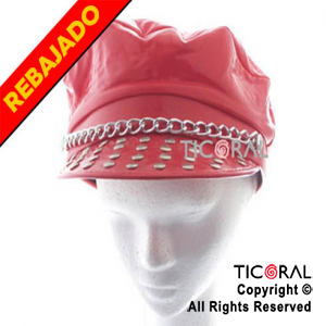 SOMBRERO VISERA ROJA TACHAS Y CADENA HS733-3 x 1