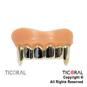 DENTADURA DRACULA DIENTES ORO HS6194-1 x 1