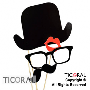 PHOTO PROPS EN NEGRO GALERA ANTEOJOS BIGOTE BOCA HS6701 X 4