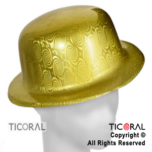 SOMBRERO BOMBIN HOLOGRAFICO ORO PLASTICO HS7006 X 5