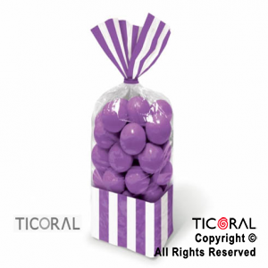 BOLSA CON FUELLE 10 x 15 CON RAYAS VIOLETA CON PRECINTOS HS7189-5 x 18