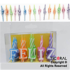 VELA SET FRASE FELIZ CUMPLEA?OS LUJO MULTICOLOR HS7205 x 1