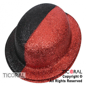 SOMBRERO BOMBIN GIBRE BICOLOR NEGRO Y ROJO PLASTICO HS7082 X 1