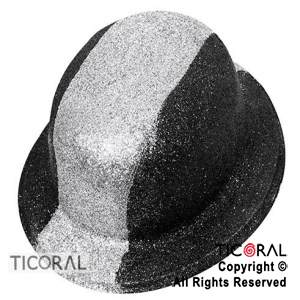 SOMBRERO BOMBIN GIBRE BICOLOR NEGRO PLATA Y NEGRO PLASTICO HS7089 X 1