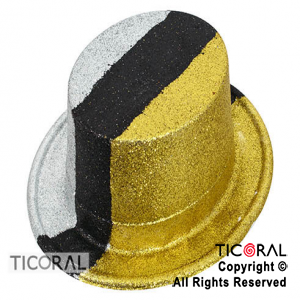 SOMBRERO GALERA ALTA GIBRE TRICOLOR PLATA ORO Y NEGRO PLASTICO HS7170 X 1