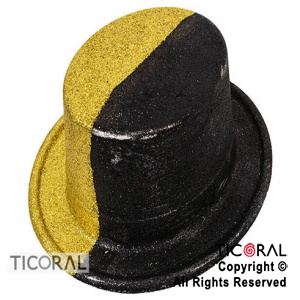 SOMBRERO GALERA ALTA GIBRE BICOLOR ORO Y NEGRO PLASTICO HS7172 X 1