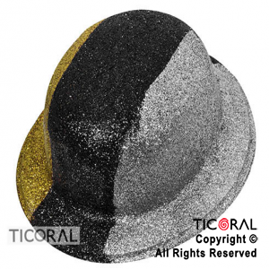 SOMBRERO BOMBIN GIBRE TRICOLOR PLATA NEGRO Y ORO PLASTICO HS7096 X 1