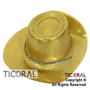 SOMBRERO VAQUERO HOLOGRAFICO ORO PLASTICO HS7140 X 5