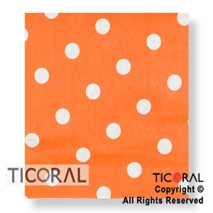 SERVILLETA 33X33CM LUNAR BLANCO FONDO NARANJA HS7394-4 x 20