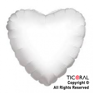 GLOBO MYLAR CORAZON 18  BLANCO METALIZADO ENVASADO HS7958-B-6 X 1