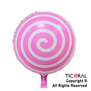 GLOBO MYLAR REDONDO 18  ESPIRAL ROSA ENVASADO HS7958-G-1 X 1