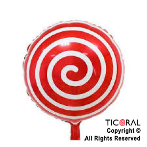 GLOBO MYLAR REDONDO 18  ESPIRAL ROJO ENVASADO HS7958-G-2 X 1