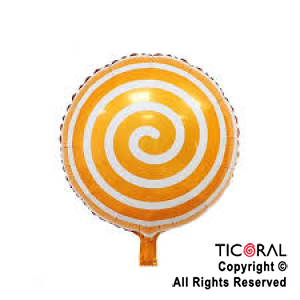 GLOBO MYLAR REDONDO 18  ESPIRAL NARANJA ENVASADO HS7958-G-3 X 1