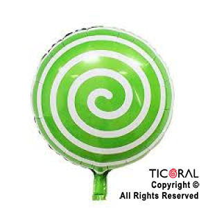 GLOBO MYLAR REDONDO 18  ESPIRAL VERDE ENVASADO HS7958-G-4 X 1