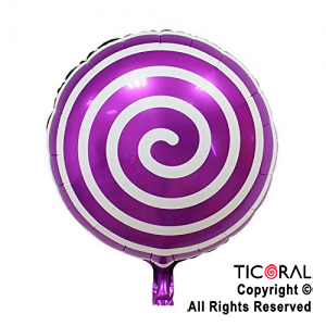 GLOBO MYLAR REDONDO 18  ESPIRAL VIOLETA ENVASADO HS7958-G-5 X 1