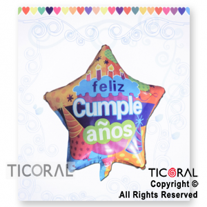 GLOBO MYLAR ESTRELLA 18 FELIZ CUMPLEAOS ENVASADO HS7958-K X 1