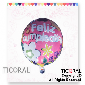 GLOBO MYLAR REDONDO 18 FELIZ CUMPLEA?OS ENVASADO HS8139 X 1