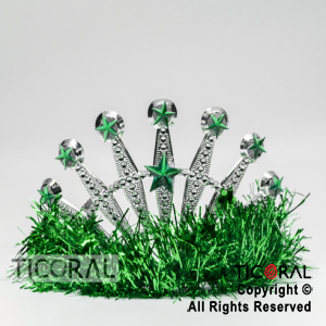 TIARA TINSEL PLATA CON VERDE HS7975-5 x 1