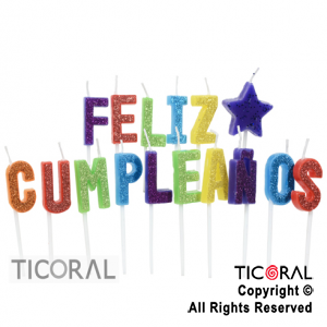 VELA SET FRASE FELIZ CUMPLEAOS GIBREADA MULTICOLOR HS8062  X 1