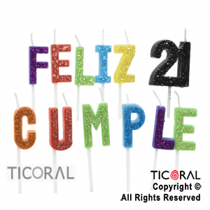 VELA SET FRASE FELIZ CUMPLE 21 GIBREADA MULTICOLOR  HS8070 X 1