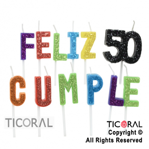 VELA SET FRASE FELIZ CUMPLE 50 GIBREADA MULTICOLOR HS8073 X 1