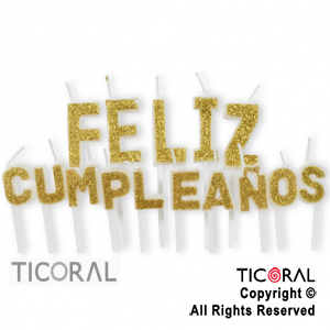VELA SET FRASE FELIZ CUMPLEAOS GIBREADO ORO HS8076 X 1