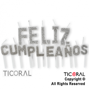 VELA SET FRASE FELIZ CUMPLEAOS GIBREADO PLATA HS8077 X 1