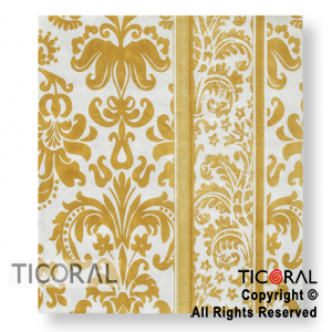 SERVILLETA 33X33 ARABESCOS ORO Y BLANCO HS8016-5 x 20