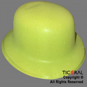 SOMBRERO BOMBIN AMARILLO FLUO GIBREADO PLASTICO HS8147 X 1