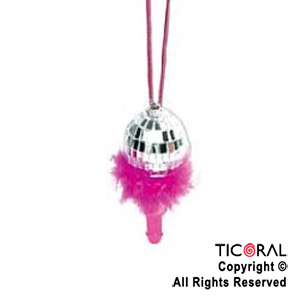 CHAS COLLAR CON BOLA DE DISCO CON PENE ROSA Y PLUMA HS8789 X 1