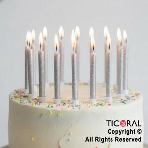 VELA FINA 6 CM GIBRE PLATA X 12 UNIDADES