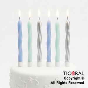 VELAS MIX COLORS 10 CM CELESTE AZUL Y PLATA X 6 UNIDADES (U2507-153)