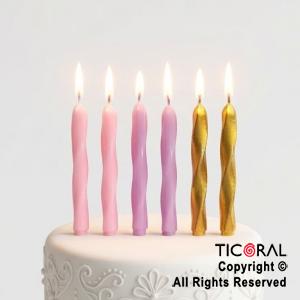 VELAS MIX COLORS 10 CM ROSA LILA Y ORO X 6 UNIDADES (U2507-153)