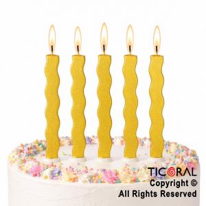 VELAS METALIZADAS ONDAS 10 CM ORO X 6 UNIDADES (U2507-154)