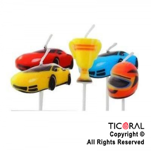 VELA SET CARRERA DE AUTOS X 5 PIEZAS