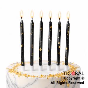 VELA FINA 12 CM DISE�O MARMOL NEGRO CON PORTAVELA x 6 UNIDADES