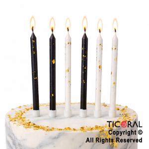 VELA FINA 12 CM DISE�O MARMOL NEGRO Y BLANCO CON PORTAVELA x 6 UNIDADES
