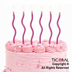 VELA METALIZADA 10 CM ONDULADA FUCSIA X 6 UNIDADES