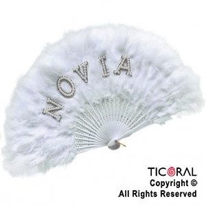 ABANICO NOVIA PLUMAS BLANCO X 1
