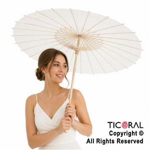 PARAGUAS SOMBRILLA BLANCO DE PAPEL