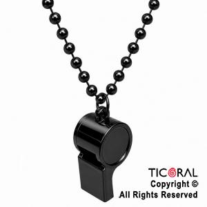 COLGANTE COLLAR DE CUENTAS CON SILBATO NEGRO x 1