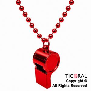 COLGANTE COLLAR DE CUENTAS CON SILBATO ROJO x 1