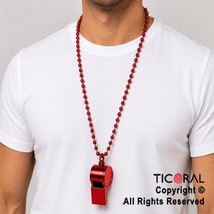 COLGANTE COLLAR DE CUENTAS CON SILBATO ROJO x 1