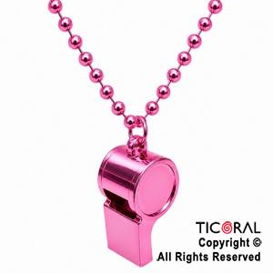 COLGANTE COLLAR DE CUENTAS CON SILBATO ROSA x 1