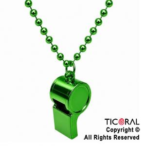 COLGANTE COLLAR DE CUENTAS CON SILBATO VERDE x 1